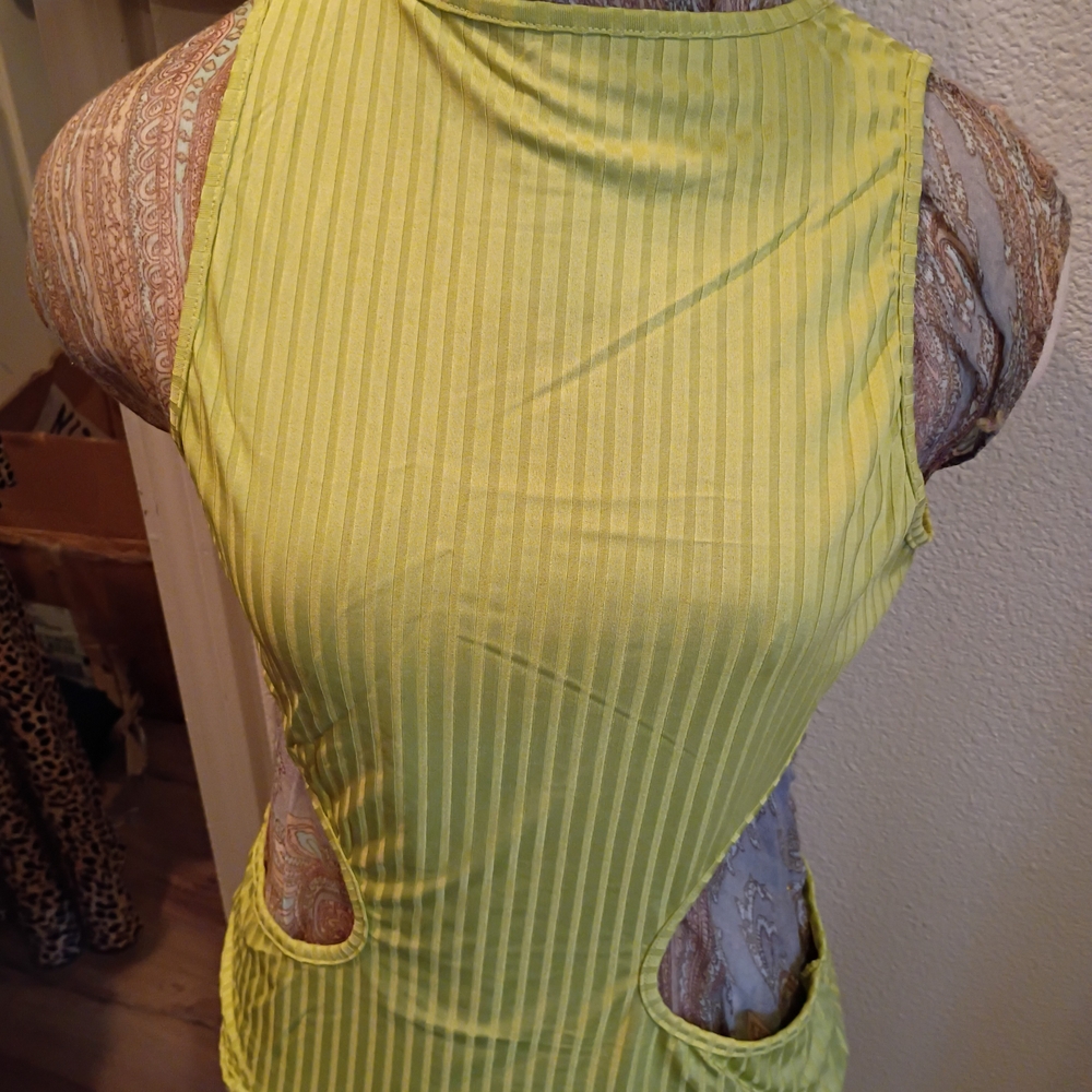 neon green bodycon cut Out tank top